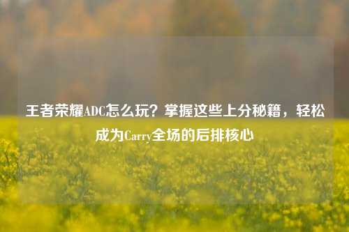 王者荣耀ADC怎么玩？掌握这些上分秘籍，轻松成为Carry全场的后排核心