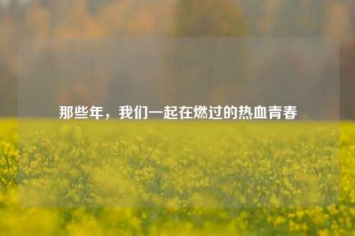 那些年，我们一起在燃过的热血青春