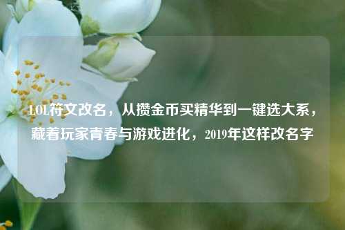 LOL符文改名，从攒金币买精华到一键选大系，藏着玩家青春与游戏进化，2019年这样改名字