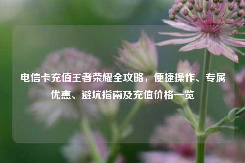 电信卡充值王者荣耀全攻略,便捷操作、专属优惠、避坑指南及充值价格一览