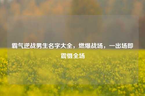 霸气逆战男生名字大全，燃爆战场，一出场即震慑全场