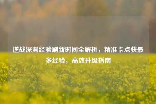 逆战深渊经验刷新时间全解析,精准卡点获最多经验,高效升级指南
