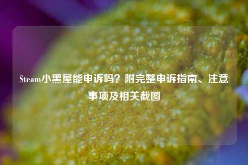 Steam小黑屋能申诉吗？附完整申诉指南、注意事项及相关截图