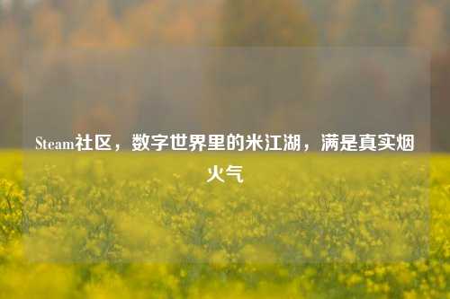 Steam社区，数字世界里的米江湖，满是真实烟火气