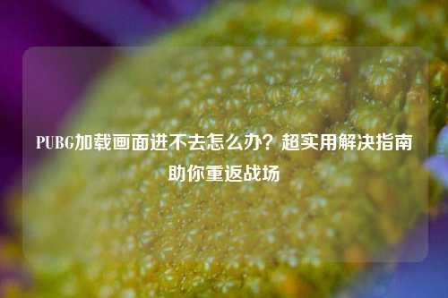 PUBG加载画面进不去怎么办?超实用解决指南助你重返战场