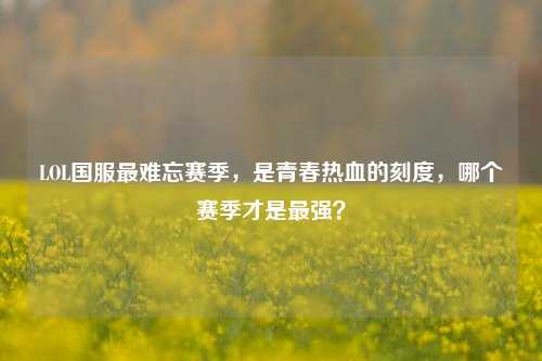 LOL国服最难忘赛季，是青春热血的刻度，哪个赛季才是最强？