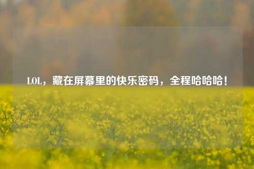 LOL，藏在屏幕里的快乐密码，全程哈哈哈！