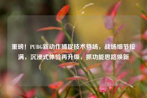 重磅！PUBG新动作捕捉技术登场，战场细节拉满，沉浸式体验再升级，抓功能思路焕新