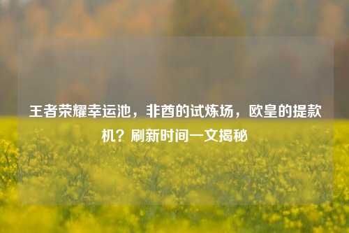 王者荣耀幸运池，非酋的试炼场，欧皇的提款机？刷新时间一文揭秘