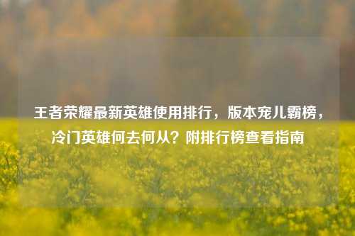 王者荣耀最新英雄使用排行，版本宠儿霸榜，冷门英雄何去何从？附排行榜查看指南
