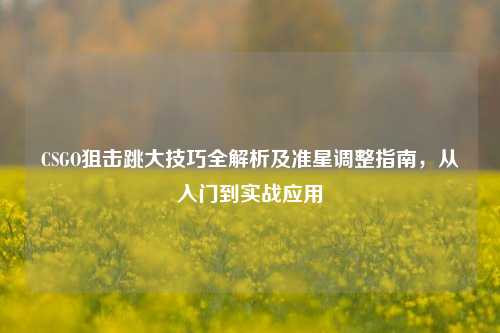 CSGO狙击跳大技巧全解析及准星调整指南,从入门到实战应用