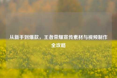 从新手到爆款，王者荣耀宣传素材与视频制作全攻略