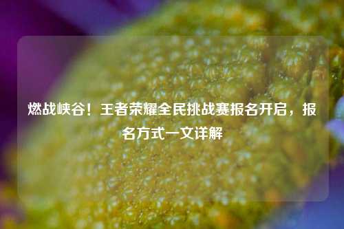 燃战峡谷！王者荣耀全民挑战赛报名开启，报名方式一文详解