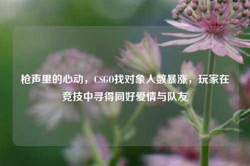 枪声里的心动，CSGO找对象人数暴涨，玩家在竞技中寻得同好爱情与队友