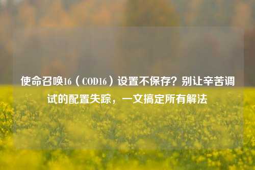 使命召唤16（COD16）设置不保存？别让辛苦调试的配置失踪，一文搞定所有解法