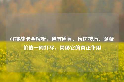 CF挑战卡全解析,稀有道具、玩法技巧、隐藏价值一网打尽,揭秘它的真正作用