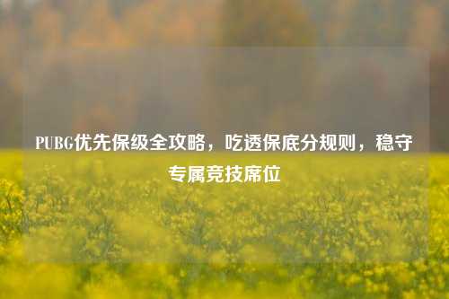 PUBG优先保级全攻略，吃透保底分规则，稳守专属竞技席位