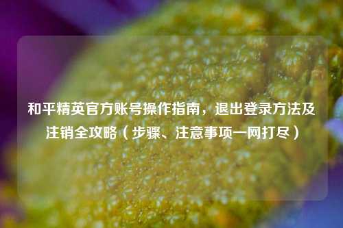和平精英官方账号操作指南,退出登录方法及注销全攻略(步骤、注意事项一网打尽)