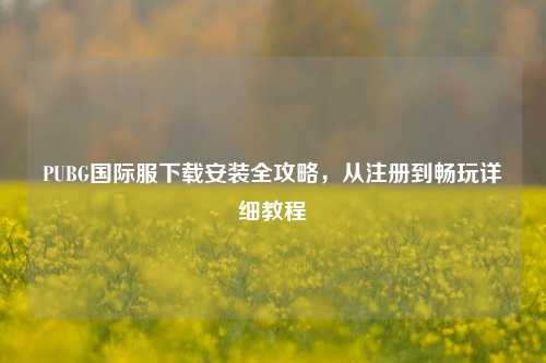 PUBG国际服下载安装全攻略，从注册到畅玩详细教程