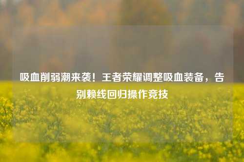 吸血削弱潮来袭!王者荣耀调整吸血装备,告别赖线回归操作竞技