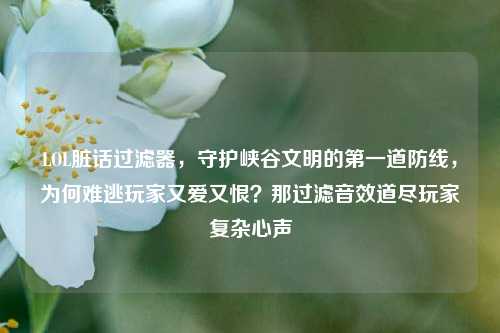 LOL脏话过滤器,守护峡谷文明的第一道防线,为何难逃玩家又爱又恨?那过滤音效道尽玩家复杂心声