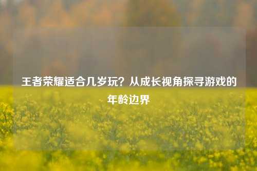 王者荣耀适合几岁玩？从成长视角探寻游戏的年龄边界