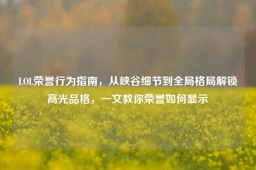 LOL荣誉行为指南,从峡谷细节到全局格局解锁高光品格,一文教你荣誉如何显示