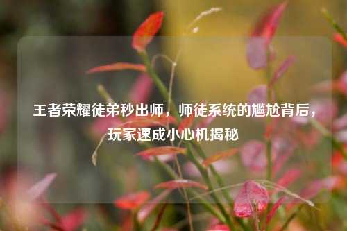 王者荣耀徒弟秒出师,师徒系统的尴尬背后,玩家速成小心机揭秘