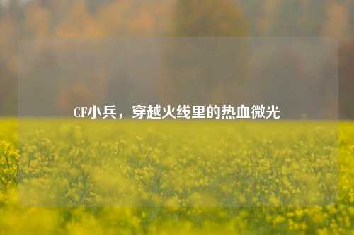 CF小兵,穿越火线里的热血微光