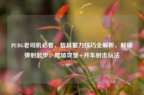 PUBG老司机必看，载具蓄力技巧全解析，解锁弹射起步、爬坡攻坚+开车射击玩法