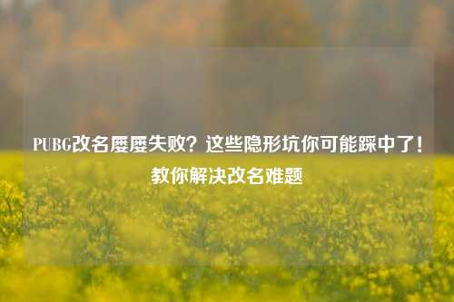 PUBG改名屡屡失败?这些隐形坑你可能踩中了!教你解决改名难题