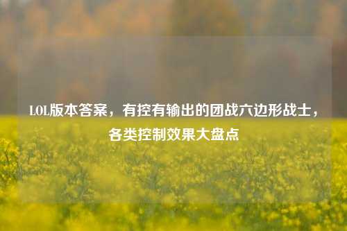 LOL版本答案，有控有输出的团战六边形战士，各类控制效果大盘点
