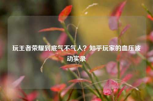 玩王者荣耀到底气不气人？知乎玩家的血压波动实录