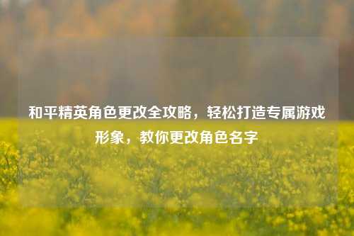 和平精英角色更改全攻略，轻松打造专属游戏形象，教你更改角色名字