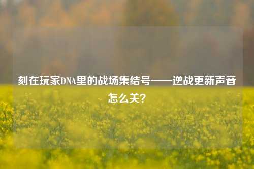 刻在玩家DNA里的战场集结号——逆战更新声音怎么关?