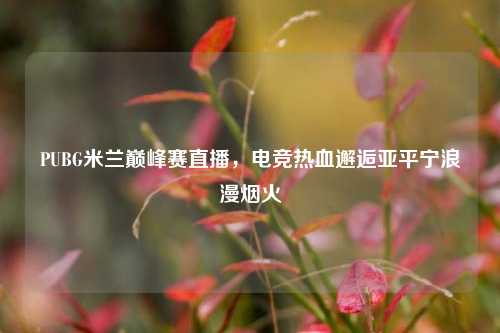 PUBG米兰巅峰赛直播,电竞热血邂逅亚平宁浪漫烟火