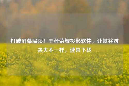 打破屏幕局限!王者荣耀投影软件,让峡谷对决大不一样,速来下载