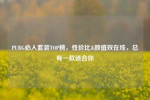 PUBG必入套装TOP榜,性价比&颜值双在线,总有一款适合你
