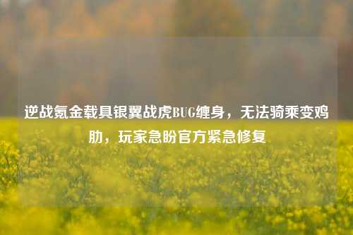 逆战氪金载具银翼战虎BUG缠身,无法骑乘变鸡肋,玩家急盼官方紧急修复