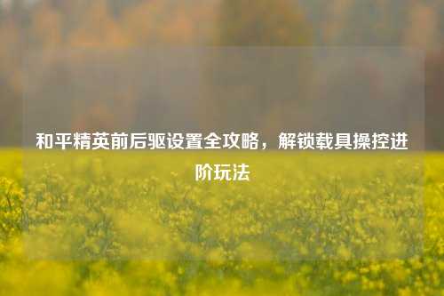 和平精英前后驱设置全攻略,解锁载具操控进阶玩法