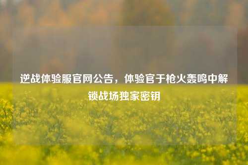逆战体验服官网公告,体验官于枪火轰鸣中解锁战场独家密钥
