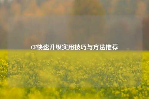 CF快速升级实用技巧与方法推荐